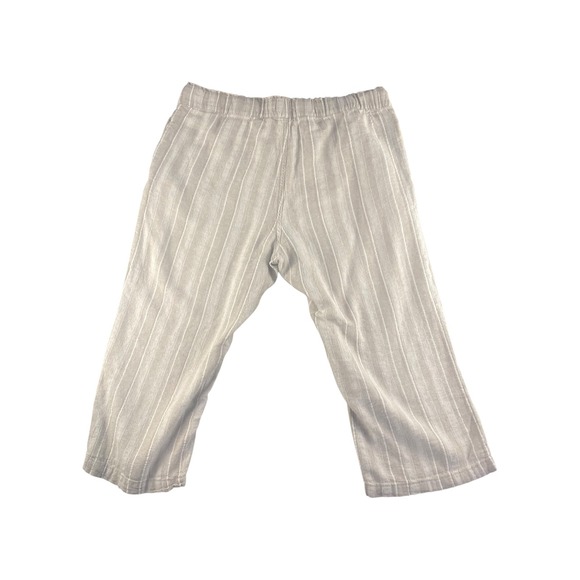 Dash Striped Linen Blend Cropped Pants Size Medium Elastic Waist Drawstring - Picture 6 of 6